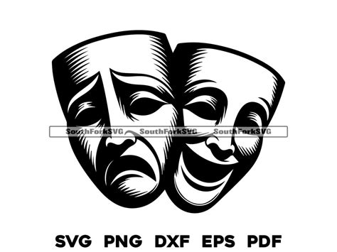 Drama Masks Comedy Tragedy Svg Png Dxf Eps Pdf Vector Graphic Design Cut Print Dye Sub Laser