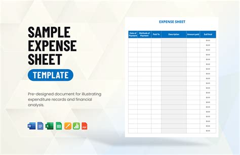 Expense Sheet Templates in Word - FREE Download | Template.net