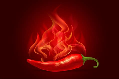 Red Hot Chili Pepper In Fire ~ Illustrations ~ Creative Market