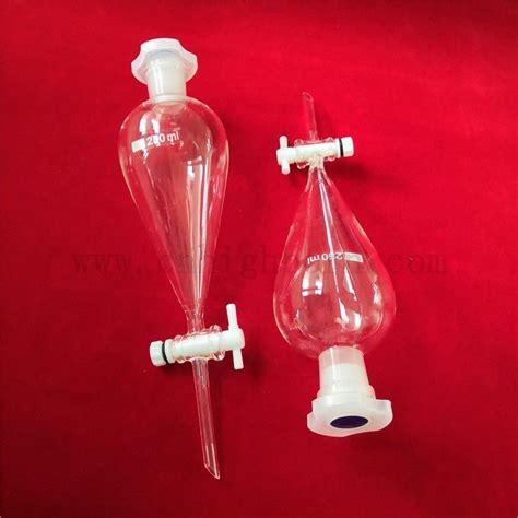 Pear Shaped Clear Borosilicate Glass Lab Separatory Funnel With Stopper