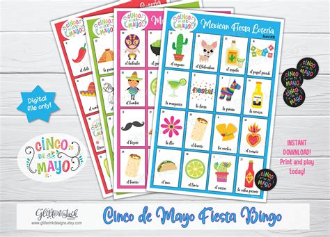 Fiesta Mexicana Cinco De Mayo Bingo Mexican Fiesta Party Game