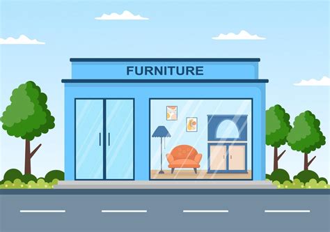 Home Furniture Store Flat Design Illustration for the Living Room to be ...