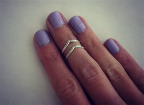 Sterling Silver Knuckle Ring Chevron Stacking Rings Midi Etsy