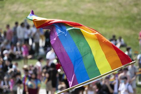 Lgbt Pride Rainbow Flag As A Symbol Of Lesbian Gay Bisexual