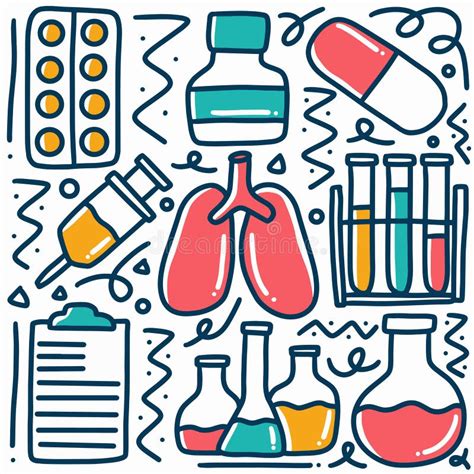 Hand Drawn Doctor Drugs Doodle Set Stock Vector Illustration Of Sains