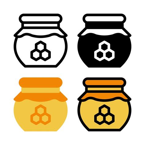 Honey Jar Icon Set Colorful Cartoon Honey Jar Icon Creative Geometric