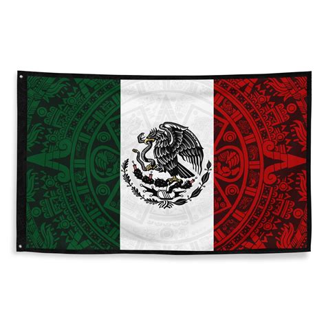 Mexican Flag Aztec Calendar Flag Mexico Coat Of Arms Etsy