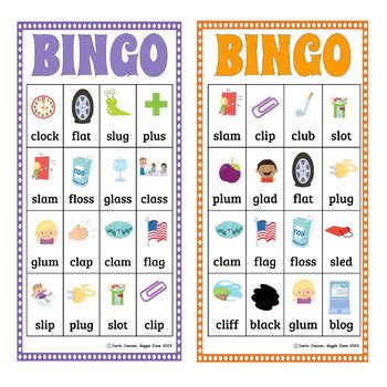 Beginning L Blends Bingo Game Beginning Consonant Blend Bingo By