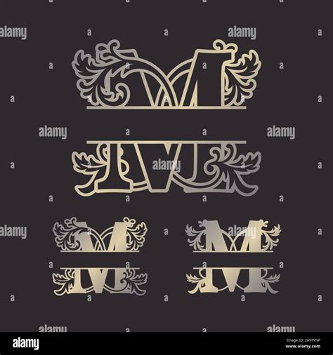 Alphabet Split Monograms Split Letter Monogram Alphabet Frame Font