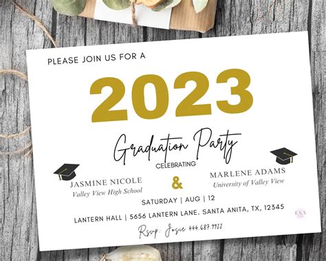 Graduation Party Invitation Template, Fully Editable Graduation ...