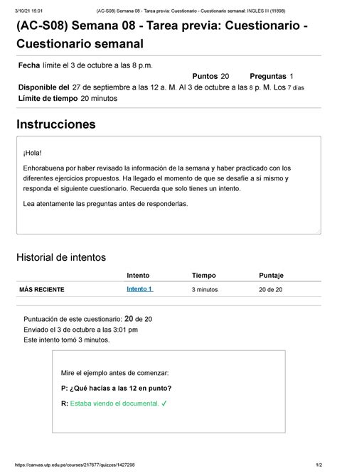 Ac S Semana Tarea Previa Cuestionario Cuestionario Semanal