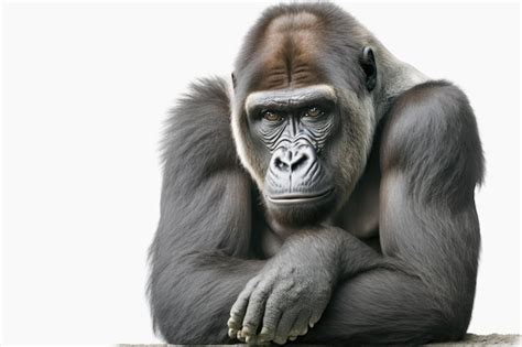 Premium Ai Image A Young Silverback Gorilla In Front Of A White