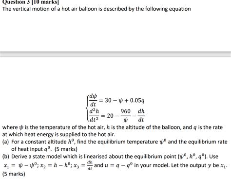 Solved Question Marks The Vertical Motion Of A Hot Chegg