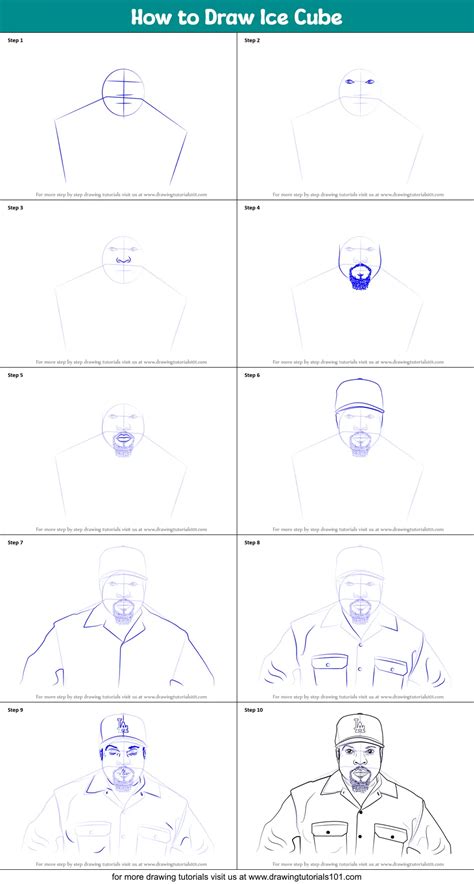 How to Draw Ice Cube (Rappers) Step by Step | DrawingTutorials101.com