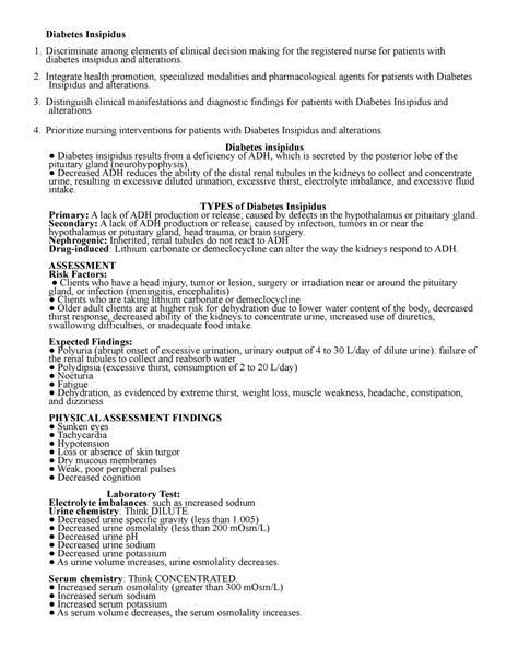 Diabetes Insipidus Diabetes Insipidus Discriminate Among Elements Of Clinical Decision Making