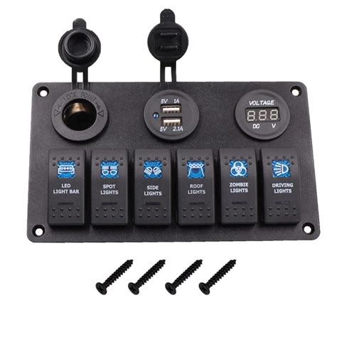 Marine Boat Car Switch Panel V Gang Switch With Cigarette Socket