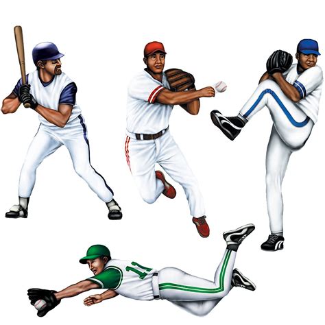 Baseball Player Cutouts-4 Per Unit, 4 Cutouts per package By Beistle ...