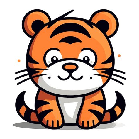 Cute Illustration Vectorielle De La Mascotte De Dessin Anim Du Tigre