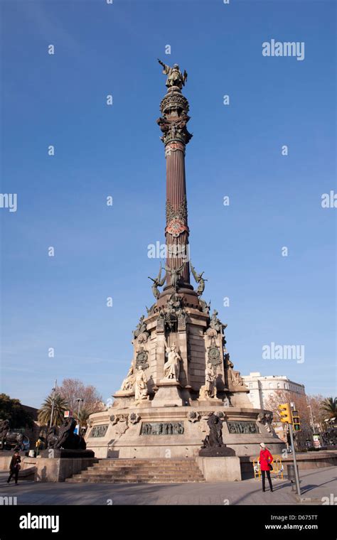 Monument Of Columbus In Barcelona Spain Stock Photo Alamy