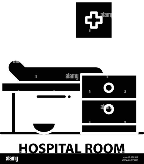 Hospital Room Icon Black Vector Sign With Editable Strokes Concept Illustration Stock Vector