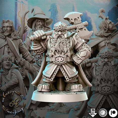 Uddir Thunderaxe Dwarf Male Fighter Rn Estudio Printed Miniature