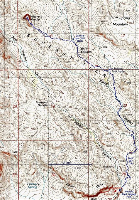 Map For Weavers Needle Eastern Route Photos Diagrams And Topos