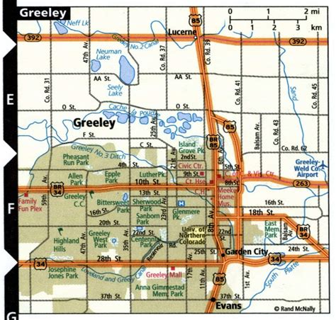 Greeley city road map for truck drivers area town toll free highways ...