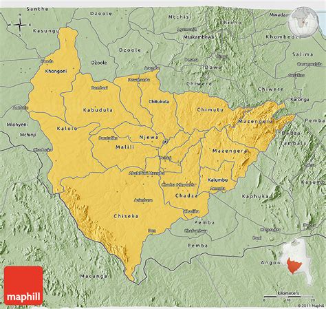 Savanna Style 3D Map of Lilongwe