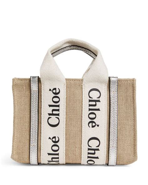 Chlo Mini Canvas Woody Tote Bag In Metallic Lyst