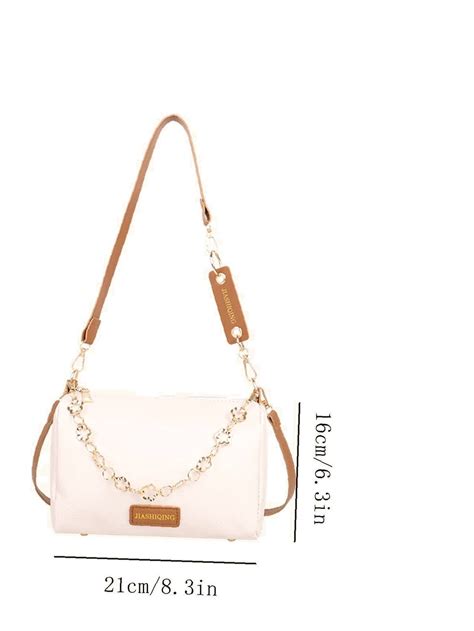 Olivia Mark Chain Decor Letter Patch Bucket Bag Women Satchels