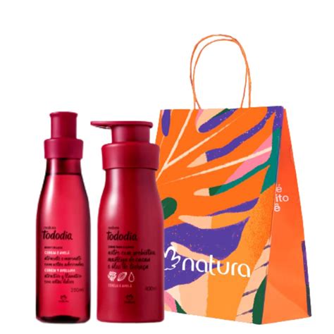 Kit Natura Tododia Cereja e Avelã Hidratante Body Splash sacola