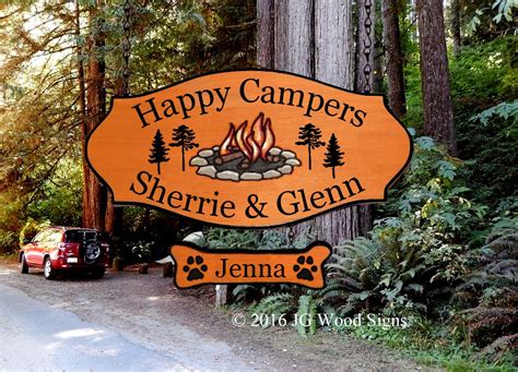 Personalized RV Signs Colored Campfire Graphic Campsite