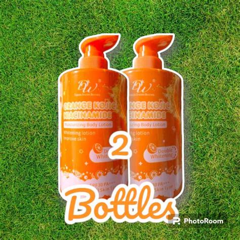 2 BOTTLES DW ORANGE KOJIC MOISTURIZING WHITENING BODY LOTION With