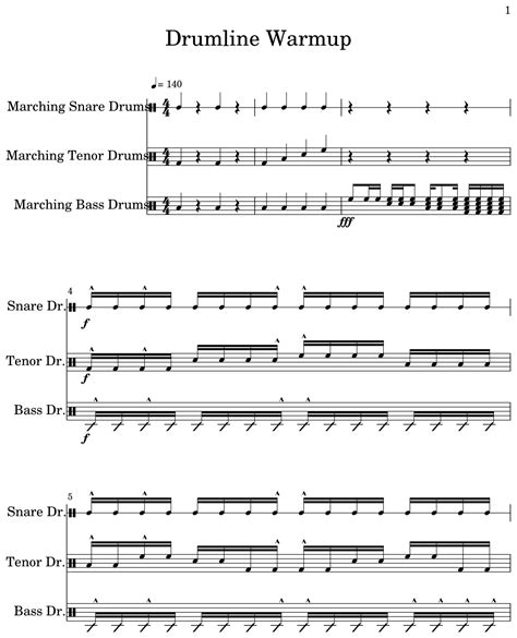 Drumline Warmup Sheet Music For Marching Snare Drums Marching Tenor