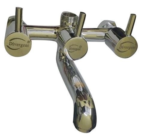 Divergent Three Handle Tik Tok Flora Brass Wall Mixer For Bathroom