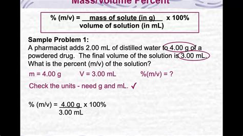 Calculating Percent By Massvolume Chem Worksheet 15 2 Solve