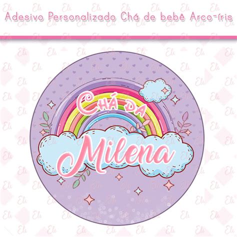 Adesivo Personalizado 5x5 Chá de Bebê Arco íris Elo7