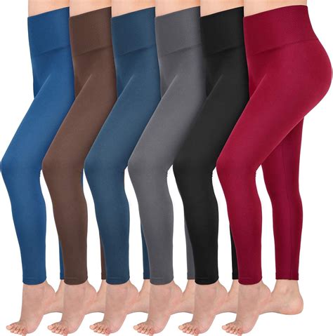 Abodhu 6 Pack Fleece Lined Leggings Women High Waist Soft Stretch