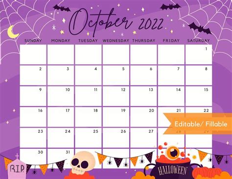 A Calendar With Halloween Decorations On It