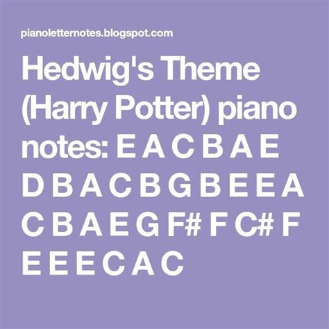 Harry Potter Hedwig's Theme Piano Notes Letters | Harry potter hedwig ...