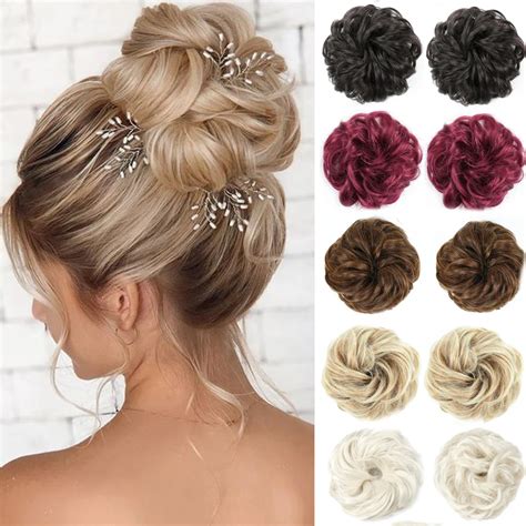 Synthetic Hair Bun Extensions Messy Curly Elastic Hair Scrunchies Hairpiece Synthetic Elegent