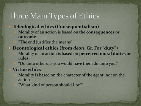 Types Of Ethical Systems