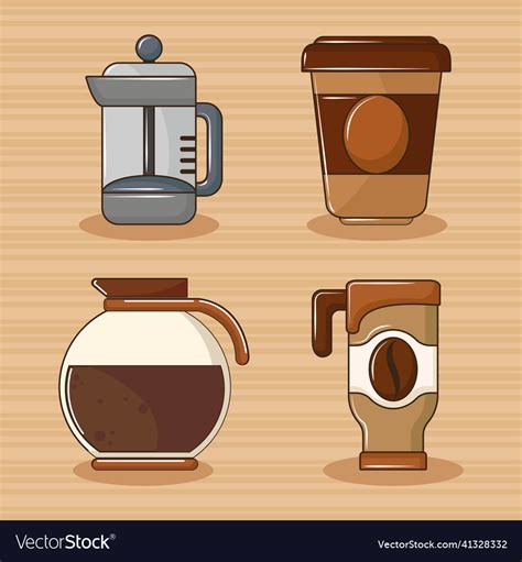 Icons set coffee Royalty Free Vector Image - VectorStock