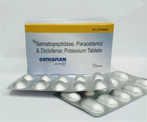 Paracetamol 325mg Diclofenac Potassium 50mg Serratiopeptidase 15mg Tablet At Rs 800box