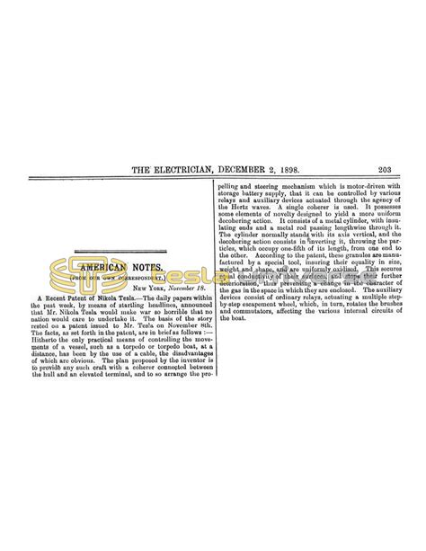 American Notes - A Recent Patent of Nikola Tesla | Tesla Universe
