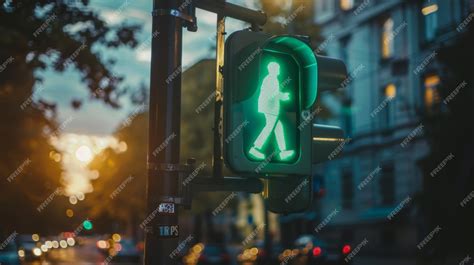 Premium Photo | A pedestrian crossing signal with a green walking ...