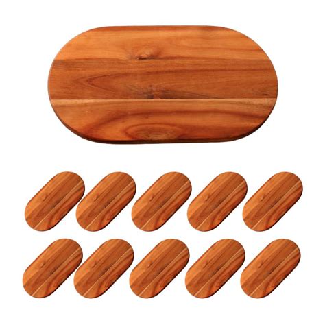 Oval Shaped Serving Board Acacia Wood 32x18cm Pack Of 10 Kuvings