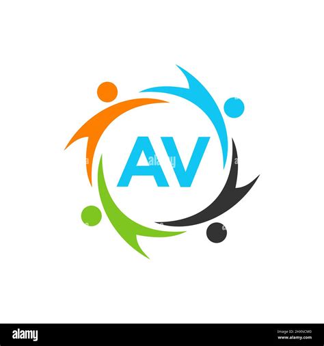 Charity Logo Template On Letter AV Initial Unity Foundation Human Logo