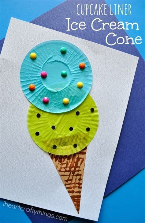 Cupcake Liner Ice Cream Cone Kids Craft Summer Crafts Ice Cream