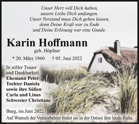 Traueranzeigen von Karin Hoffmann geb Höpfner abschied nehmen de